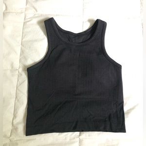 Ebb to Street Cropped Racerback Tank Top Black Size 4